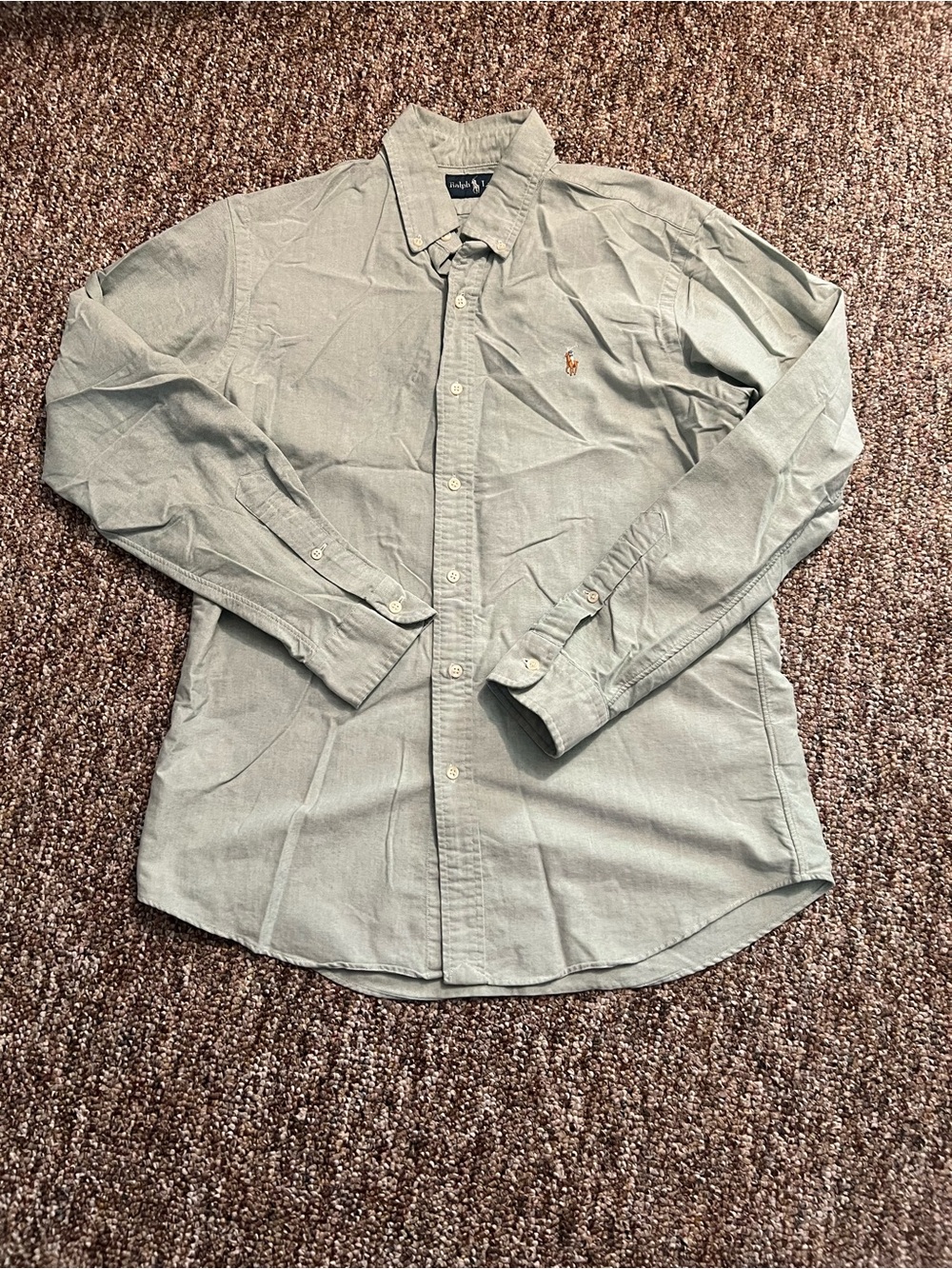 Ralph Lauren Men’s Light Green Long Sleeve Cotton Button-Up Shirt Size Medium